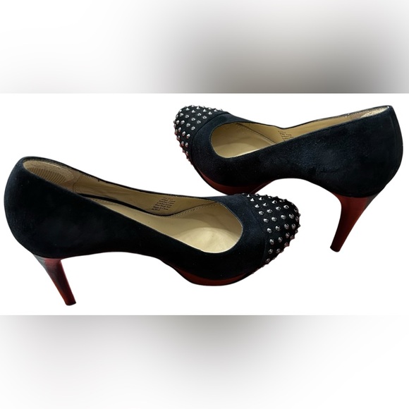 KENNETH COLE Studded Toe Suede Platform Heels In Black & Silver Sz 9.5✨LIKE NEW✨ - Picture 8 of 12